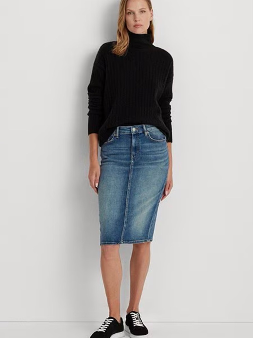 Ralph Lauren Blue Denim Midi Pencil Skirt sz.14 New With Tag